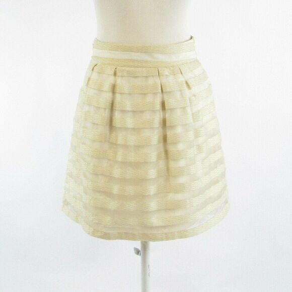 Cream ANN TAYLOR overlay A-line skirt 0 - Picture 1 of 8